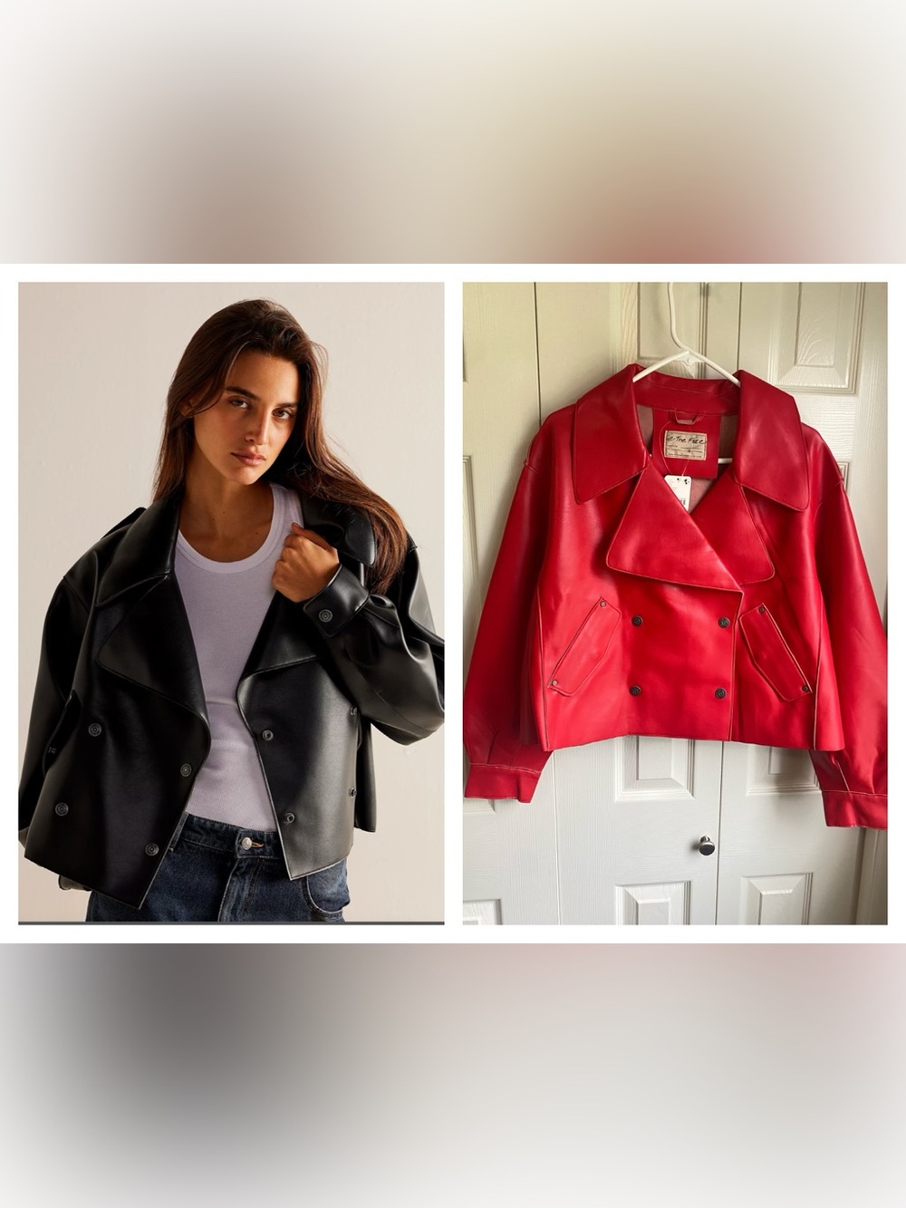 NWT Free People We The Free Alexis Vegan Leather Jacket Rouge Size S